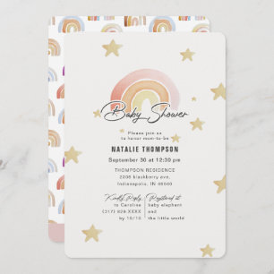 Pink Rainbow Stars Baby shower Kaart