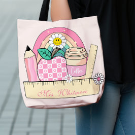 Pink Rainbow Teacher Personalized Back to School Crossbody Tas