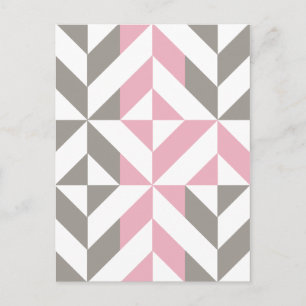 Pink Raspberry and Silver Geometric ZigZag Briefkaart