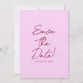 Pink Raspberry Drawn Floral Garden Save The Date (Voorkant)