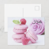 Pink Raspberry Macarons French Pastry Foto Briefkaart (Voorkant / Achterkant)
