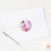 Pink Raspberry Macarons French Pastry Foto Ronde Sticker (Envelop)