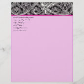 Pink Raspberry Monogram Letterhead Black Paisley Persoonlijk Briefhoofd (Voorkant)