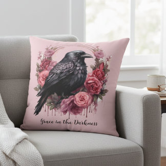 Pink Raven Roses Kussen