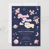 Pink Reach Four the Stars 4th Birthday Invitation (Devant)
