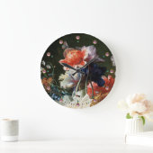 PINK RED ANEMONES WHITE FLOWERS, BUTTERFLES IN BLA GROTE KLOK (Huis)