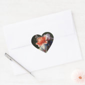 PINK RED ANEMONES WHITE FLOWERS, BUTTERFLY MONOGRA HART STICKER (Envelop)