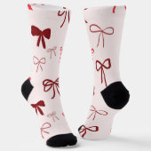 Pink Red Bow Christmas Socks Sokken (Gebogen)
