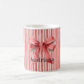 Pink Red Candy Cane Stripes Bow Koffiemok (Center)