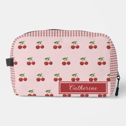 Pink Red Cherry Gingham Pattern Simple Fruit Toilettasje (Voorkant)