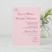 Pink Red Elegant Chic Calligraphy Wedding Kaart (Staand voorkant)
