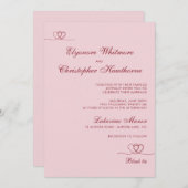 Pink Red Elegant Chic Calligraphy Wedding Kaart (Voorkant / Achterkant)