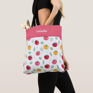 Pink Red en Yellow Tomato Pattern Shopping Draagtas
