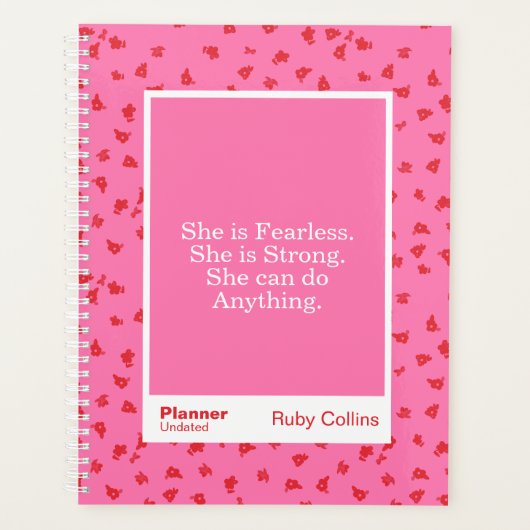 Pink/Red Floral Block Quote | Fully Customizable Planner (Voorkant)