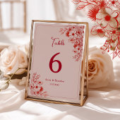 Pink Red Floral Wedding Kaart