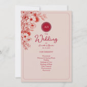 Pink Red Floral Wedding Program (Voorkant)