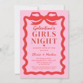 Pink Red Galentine's Girls Night Party Invitation (Devant)