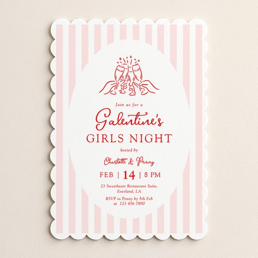 Pink Red Galentine's Party Invitation