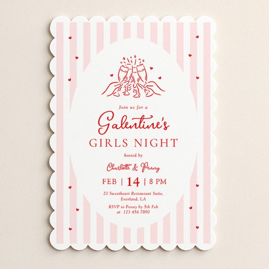 Pink Red Galentine's Party Invitation