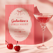 Pink Red Galentine's Party Invitation Kaart
