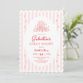 Pink Red Galentine's Party Invitation Kaart (Staand voorkant)