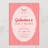 Pink Red Galentine's Party Invitation Kaart (Voorkant)