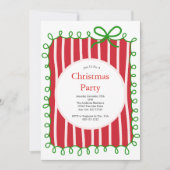 Pink Red Green Coquette Bow Doodle Christmas Party Kaart (Voorkant)