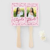 Pink Red Hand Drawn Doodle Graduation 2 Photo Fun Handwaaier (Voorkant en achterkant)