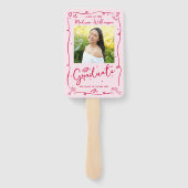 Pink Red Hand Drawn Doodle Graduation 2 Photo Fun Handwaaier (Achterkant)