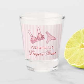 Pink & Red Heart Lingerie Shower Bachelorett Favor Shot Glas