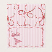 Pink & Red Heart Lingerie Shower Bow Place Card (Outside Unfolded)
