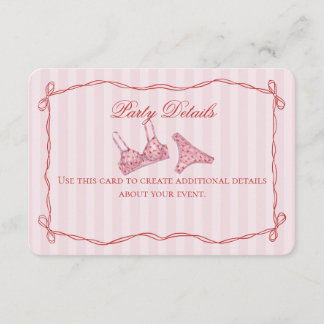 Pink & Red Heart Lingerie Shower Details Informatiekaartje
