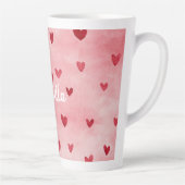 Pink Red Hearts Name Latte Mok (Rechts)