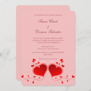 Pink Red Hearts Valentijnse huwelijksdag Kaart