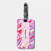 Pink Red Marble Texture Liquid Paint Mixture Bagagelabel (Achterkant verticaal)
