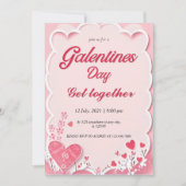 Pink Red Modern galentines Invitation de la Journé (Devant)