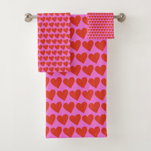 Pink Red Modern Retro Heart Pattern Valentine Cute (En situation)