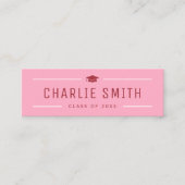 Pink Red Modern Typography Diplômé Carte Nom (Devant)