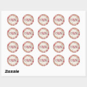 Pink & Red Romantic Spring Floral Monogram Wedding Ronde Sticker (Vel)