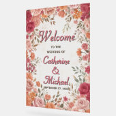 Pink & Red Romantic Spring Wedding Welcome Acryl Bord (Hoek)