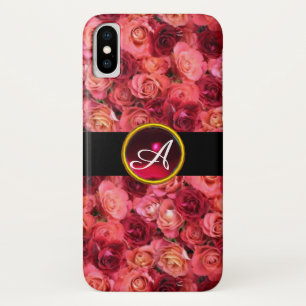 PINK RED ROSE FIELD, RED RUBY GEMSTONE MONOGRAM iPhone X HOESJE
