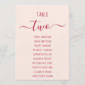 Pink & Red Script Simple Modern Seating Chart Card (Voorkant)