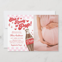 Pink Red She's Ready to Pop Baby Shower Photo