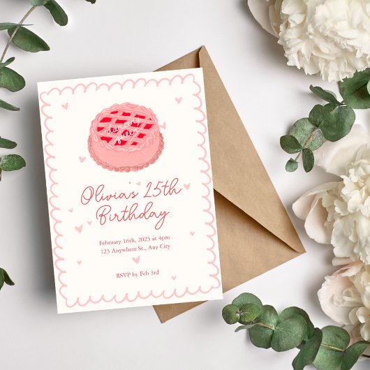 Pink & Red Simple Anniversaire Fête Invitation