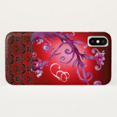 PINK RED SWIRLS, BERRIRAL DAMASK MONOGRAM Case-Mate iPhone CASE (Achterkant (horizontaal))