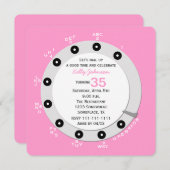 Pink Retro 35e anniversaire Invitation de fête Rot (Devant / Derrière)