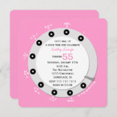 Pink Retro 55e anniversaire de fête Invitation (Devant / Derrière)