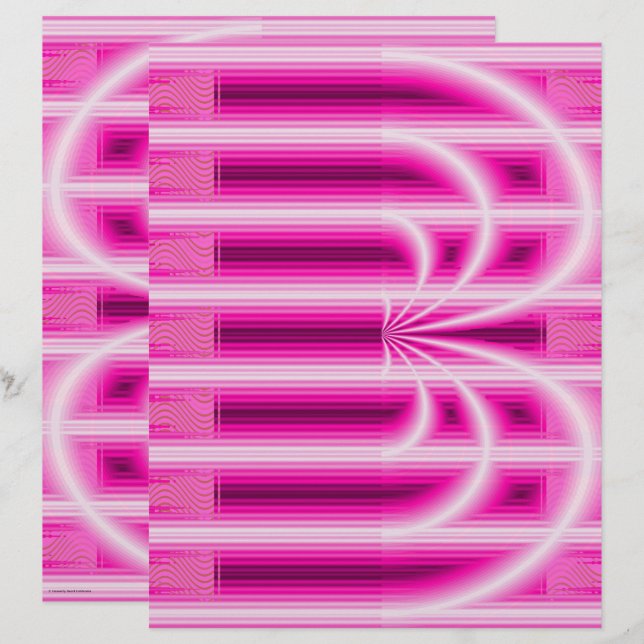 Pink Retro Cathedral Scrapbook Paper 2-Sided Page (Devant / Derrière)