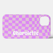 Pink retro checker pattern  Case-Mate iPhone case (Achterkant (horizontaal))