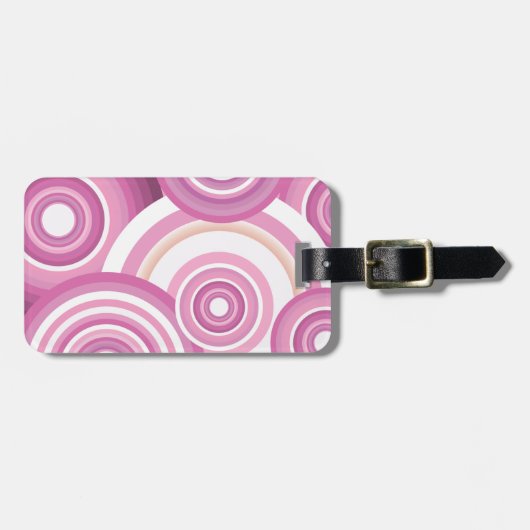 Pink Retro Circles Pattern Bagagelabel (Voorkant horizontaal)